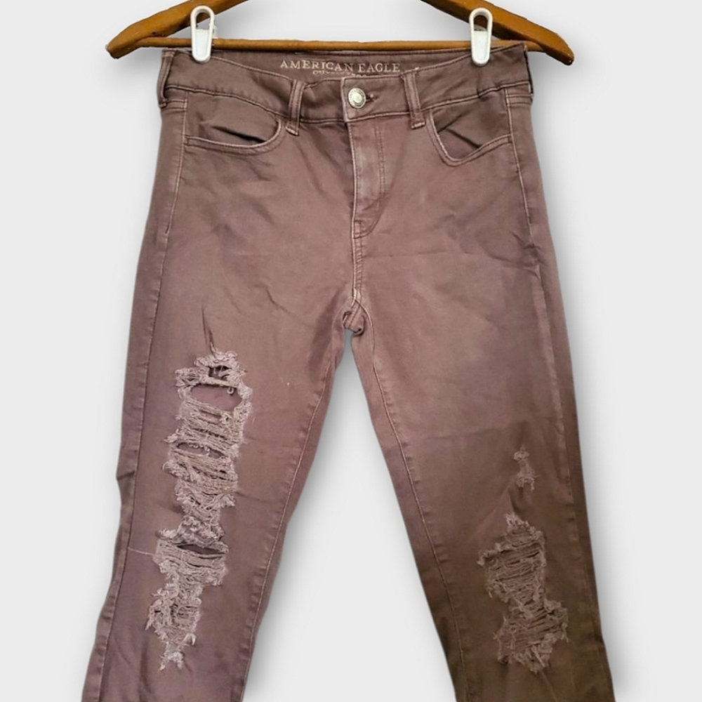 AE Mauve Ripped Knee Super Stretch X Skinny Jeans - Picture 5 of 7